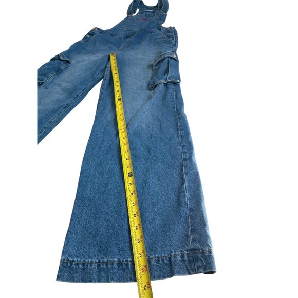 Vintage Juicy Couture Y2K Denim Overalls Pink J Logo Cargo Pockets Size S - Picture 4 of 8